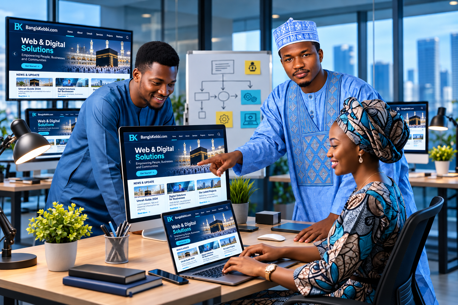 Abubakar Alhaji Abubakar collaborating with a professional web development team
